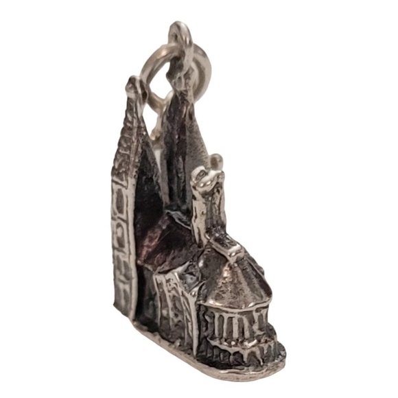 800 Silver Round Spring Clasp Koln Cologne Cathedral Germany Charm E329 - Picture 4 of 12